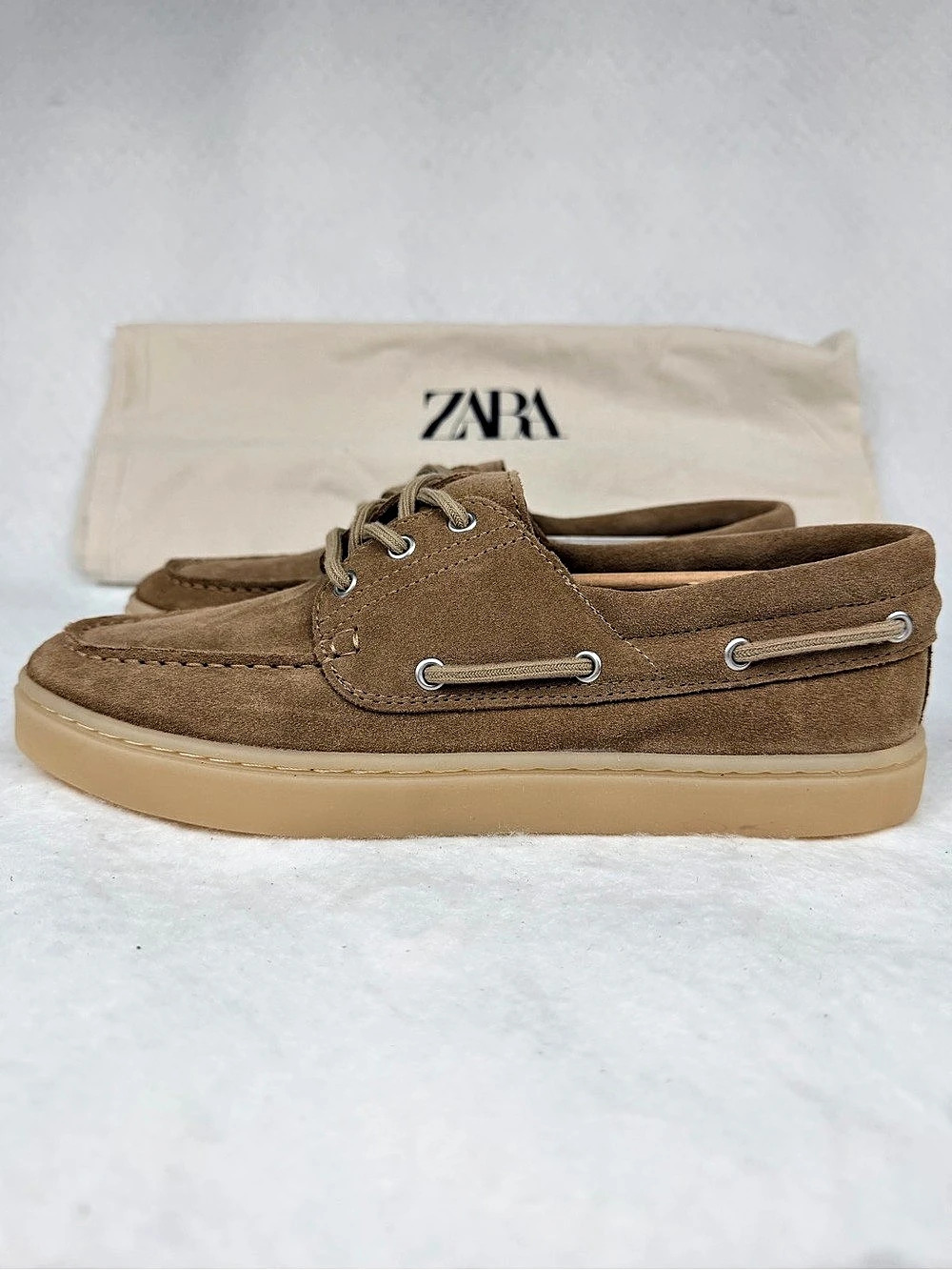 ZARA Men’s Leather Boat Shoes in Brown NWT Size 7